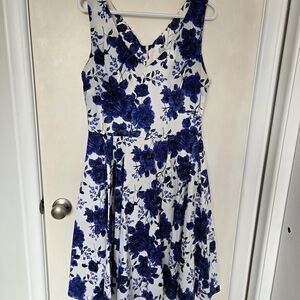 Floral Blue and White Dress